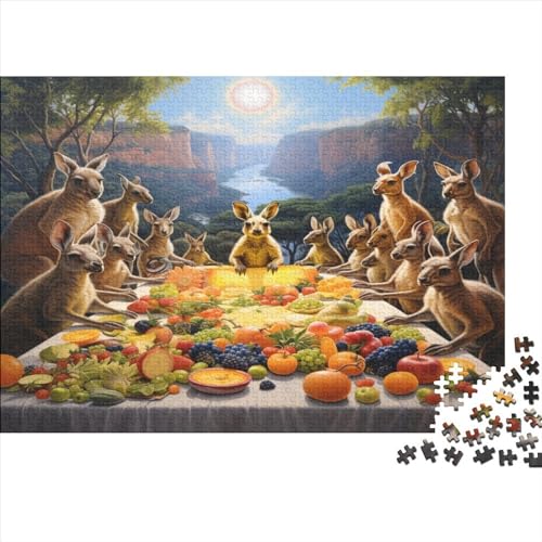 Kangaroos' Dinner 1000-teiliges Puzzle Für Erwachsene, Familie Oder Teenager, Puzzle-Spielzeug, Lernspiele, Stressabbau-Puzzles, Einzigartige Heimdekoration Und Geschenke 1000pcs (75x50cm) von ONDIAN
