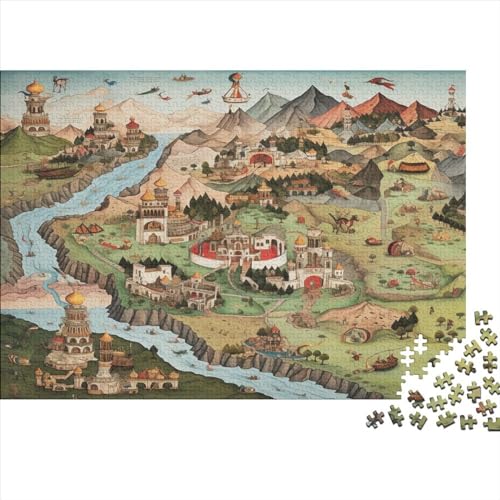 Muslim Map Ungelöstes 3D-Puzzle Mit 1000 Teilen Für Erwachsene Und Jugendliche Ab 12 Jahren 1000pcs (75x50cm) von ONDIAN