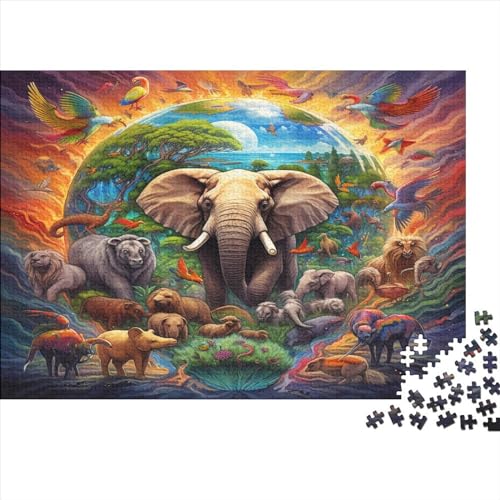 Niedliche Elefanten-Puzzles für Erwachsene, 1000-teiliges Puzzle für Erwachsene, Puzzle, 1000 Teile für Erwachsene, herausforderndes Spiel, 1000 Teile (75 x 50 cm) von ONDIAN