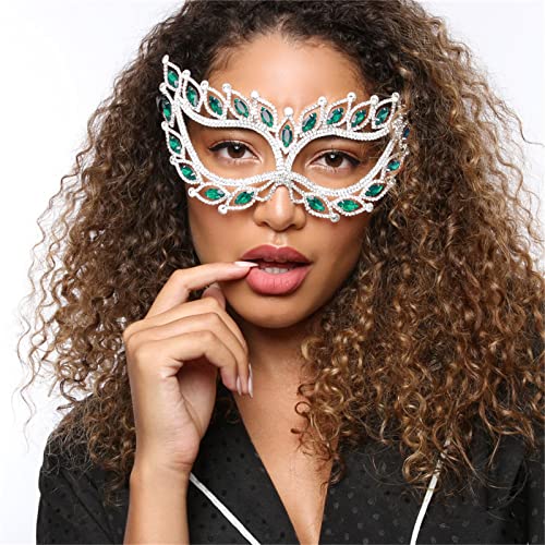 ONDIAN Maskerade Maske Glänzende Strass-Party-Ball-Metallmaske Damen-Make-up-Maske von ONDIAN