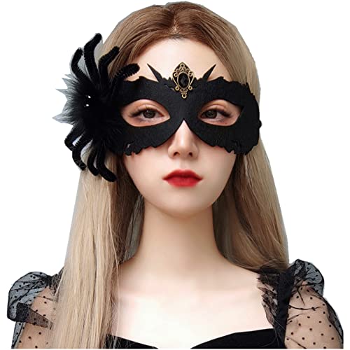ONDIAN Maskerade Maske Halloween Black Spider Mask Ball Half Face Show Maske Kopfbedeckung von ONDIAN