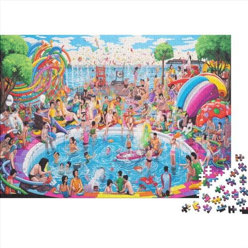 Pool Party Puzzles 1000 Teile Für Erwachsene Puzzles Für Erwachsene 1000 Teile Puzzle Lernspiele Ungelöstes Puzzle 1000pcs (75x50cm) von ONDIAN