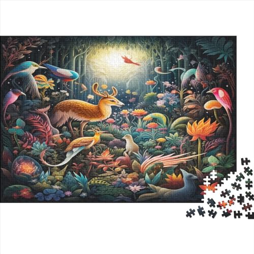 Psychedelic Fairy Tale Illustration with Animals Puzzles Für Erwachsene 300 Teile Puzzles Für Erwachsene Puzzles 300 Teile Für Erwachsene Anspruchsvolles Spiel 300pcs (40x28cm) von ONDIAN
