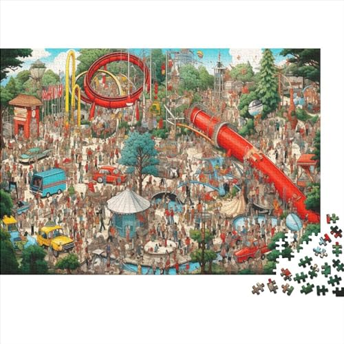 Puzzle "People in The Zoo" für Erwachsene, 1000-teiliges Puzzle für Erwachsene, Puzzle, 1000 Teile für Erwachsene, herausforderndes Spiel, ungelöstes Puzzle, 1000 Teile (75 x 50 cm) von ONDIAN