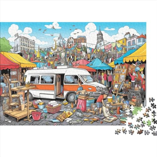Puzzle für Erwachsene, 1000 Teile, Flohmarkt-Themenpuzzle für Erwachsene, Geschenke, 1000 Teile (75 x 50 cm) von ONDIAN