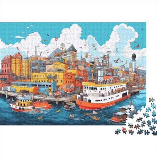 Puzzle für Erwachsene, 1000 Teile, Kreuzfahrtschiff im Hafen, Puzzles für Erwachsene, Geschenke, 1000 Teile (75 x 50 cm) von ONDIAN