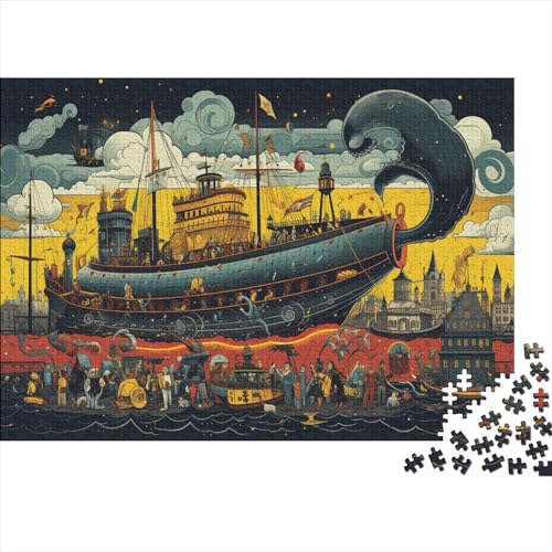 Puzzle für Erwachsene, 1000 Teile, Kreuzfahrtschiff im Hafen, Puzzles für Erwachsene, Geschenke, 1000 Teile (75 x 50 cm) von ONDIAN
