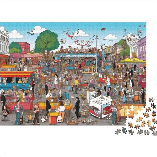 Puzzle für Erwachsene, 500 Teile, Flohmarkt-Themenpuzzle für Erwachsene, Geschenke, 500 Teile (52 x 38 cm) von ONDIAN