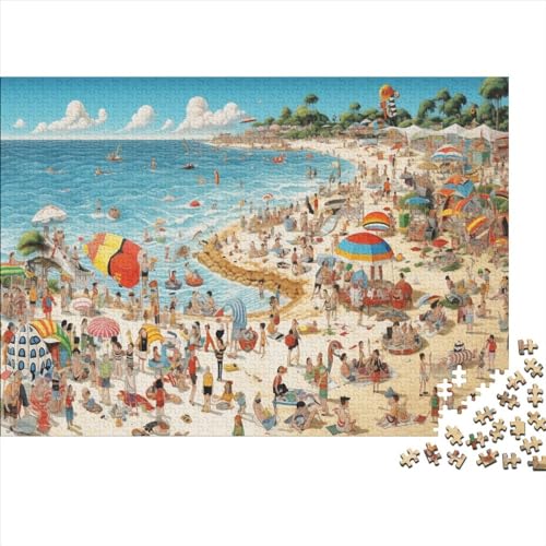 Puzzle für Erwachsene, 500 Teile, Szene am Strand, unmöglich, Puzzles für Erwachsene, Erwachsenenpuzzle, schwierig, Puzzle, herausforderndes Spiel, 500 Teile (52 x 38 cm) von ONDIAN