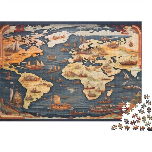 Puzzle mit 1000 Teilen für Erwachsene, alte Seekarte, Familienspaß-Puzzle, 1000 Teile für Erwachsene, Geschenke, ungelöstes Puzzle, 1000 Teile (75 x 50 cm) von ONDIAN