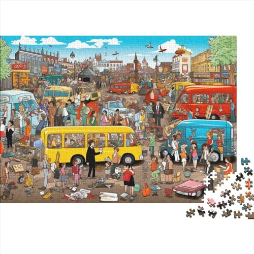 Puzzle mit 1000 Teilen für Erwachsene, überfüllte Londoner Straßen, Familienspaß-Puzzle, 1000 Teile für Erwachsene, Geschenke, ungelöstes Puzzle, 1000 Teile (75 x 50 cm) von ONDIAN