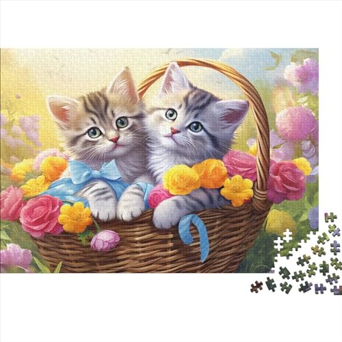 Puzzles Für Erwachsene 1000 Teile Two Cute Cats Spielzeug, Familienspiele, Weihnachts- Und Geburtstagsgeschenke Für Kleinkinder, Lernen, Pädagogisch, Für Jungen Und Mädchen 1000pcs (75x50cm) von ONDIAN