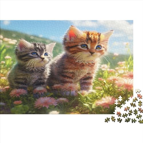 Puzzles Für Erwachsene 500 Teile - Two Kittens Playing on The Grass - Unmögliches Puzzle - Puzzles Für Erwachsene - Puzzle Für Erwachsene - Schwierig - Puzzle - Anspruchsvolles Spiel 500pcs (52x38cm) von ONDIAN
