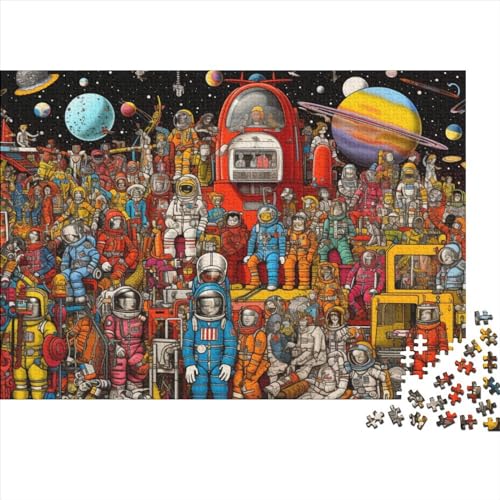 Smackman Wo ist Waldo Style Menschen Astronauten Puzzle 1000 Teile für Erwachsene Puzzle für Erwachsene 1000 Teile Puzzle Lernspiele ungelöstes Puzzle 1000 Teile (75 x 50 cm) von ONDIAN