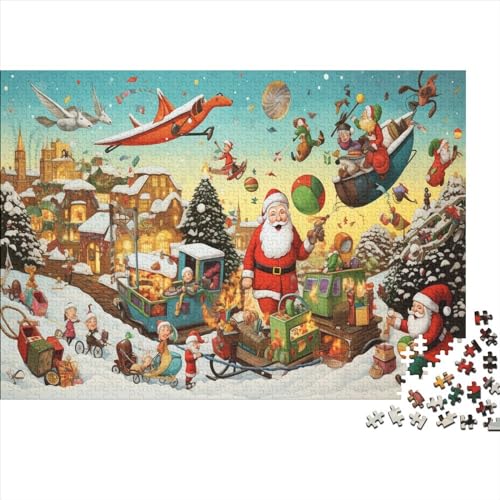 Weihnachtsszene im Cartoon-Stil-Puzzle, 500 Teile für Erwachsene, Puzzle für Erwachsene, 500-teiliges Puzzle, Lernspiele, ungelöstes Puzzle, 500 Teile (52 x 38 cm) von ONDIAN