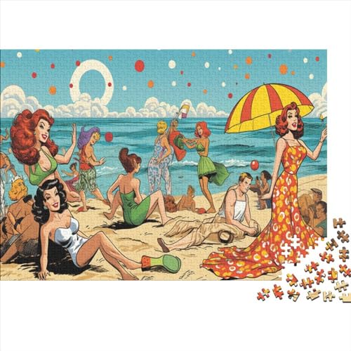 Woman in Swimsuit on The Beach 3D-Puzzles 500 Teile Für Erwachsene Puzzles Für Erwachsene 500 Teile Puzzle Lernspiele Ungelöstes Puzzle 500pcs (52x38cm) von ONDIAN