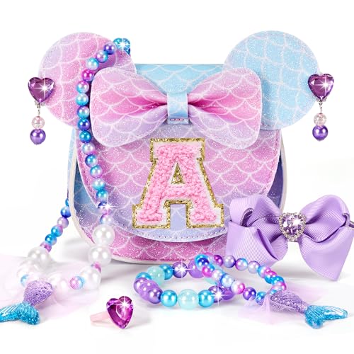 OneCocoa Kinder-Geldbörse für Mädchen, Prinzessinnengeschenk, Schmuck, Meerjungfrau-Spielzeug, Mini-Maus-Ohren, Geburtstagsgeschenke für Mädchen, Alter 3, 4, 5, 6, 7, 8 Jahre, violett, Meerjungfrau A von ONECOCOA