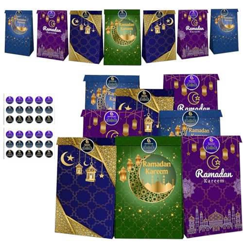 30 Mubarak Geschenktüte zum Befüllen Kinder Ramadan Deko- Geschenktaschen zu Ramadan Geschenkboxen Partytüten mit Aufklebern - Perfekte Dekorationen & Zubehör für muslimische Festlichkeiten von ONEHAUS