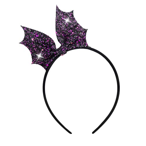 ONENINEDREAM Halloween Fledermausflügel Stirnbänder Schwarz Teufelshörner Stirnband für Frauen Hörner Power Cosplay Halloween Fledermausohren Mädchen Kostüm Haarschmuck von ONENINEDREAM