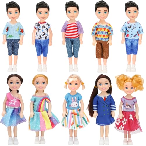 ONEST 10 Stück 12,7 cm Mini-Puppen mit Puppenkleidung, Partyoutfits, Puppenzubehör für Kinder ONEST 10 Stück 12,7 cm Mini-Puppen mit Puppenkleidung, Partyoutfits, Puppenzubehör für Kinder von ONEST