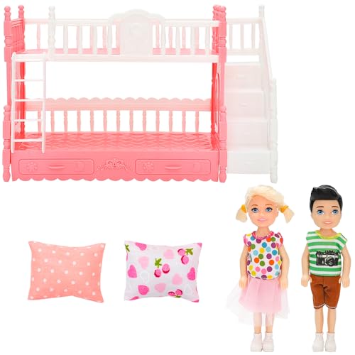 ONEST 5 Stück 12,7 cm Mini-Puppen mit Puppenkleidung, Bett und Kissen, Party-Outfits für Kinder von ONEST