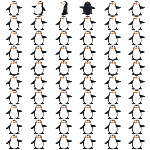 ONEST 60 Stück Miniatur Pinguin Figuren Kunststoff Arktis Tierfiguren für Feengarten Mikrolandschaft Winter Dekor von ONEST