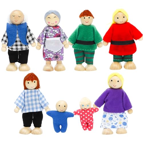 ONEST 8 Stück Holz Puppenhaus Familie Set Mini Menschen Figuren Sets Puppenhaus Puppen Holzpuppe Familie Pretend Play Figuren Zubehör für Pretend Puppenhaus Spielzeug ONEST 8 Stück Holz Puppenhaus Familie Set Mini Menschen Figuren Sets Puppenhaus Puppen Holzpuppe Familie Pretend Play Figuren Zubehör für Pretend Puppenhaus Spielzeug von ONEST