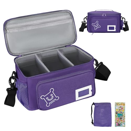 ONETOALL Tasche für Toniebox, Toniebox Transporter Hörfiguren mit Kordelzug Organizer, Aufkleber und Schultergurt, groß gepolstert für unterwegs im Urlaub Autofahrten von ONETOALL