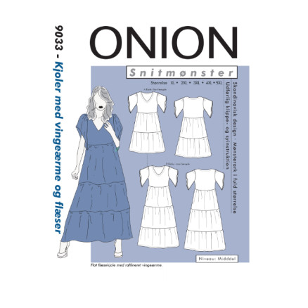 ONION Schnittmuster 9033 Kleider mit Flügelärmeln und Rüschen Größe. XS-XL von ONION