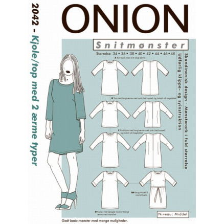 ONION Nähmuster 2042 Kleid/Top mit 2 Ärmeltypen Größe 34-48 von ONION