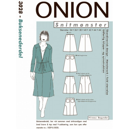 ONION Nähmuster 3028 Geteilter Rock Größe 34-46 von ONION