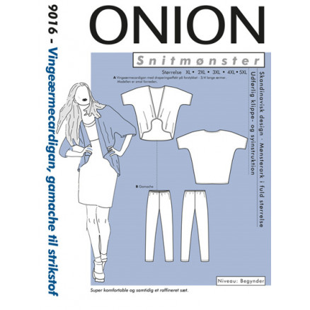 ONION Nähmuster Plus 9016 Fledermausflügel-Ärmel Strickjacke und Leggings Größe XL-5XL von ONION