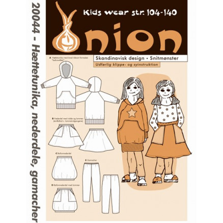 ONION Schnittmuster Kids 20044 Kapuzentunika, Röcke und Leggings Gr. 104-140/3-10 Jahre von ONION