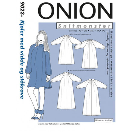 ONION Schnittmuster Plus 9023 Kleider mit Weite und Stehkragen Gr. XL-5XL von ONION