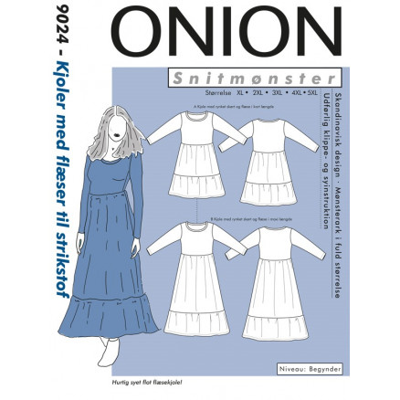 ONION Schnittmuster Plus 9024 Kleid mit Rüschen Größen XL-5XL von ONION