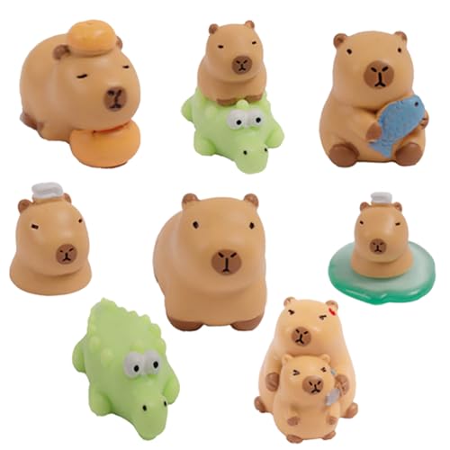 8PCS Süße Miniatur-Capybara Figuren Set, Winterlandschaftszubehör Mini Capybara Figur, Sammlung Spielset Mikrolandschafts-Topfornamente Capybara Tortendeko Cake Topper Capybara Kindergeburtstag von ONKBVBX