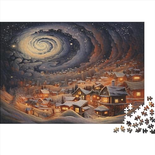 Wirbelmuster,Puzzles Beleuchtung Gemusterte Nachhaltige Puzzles Für Erwachsene Hochwertige Holzspielpuzzles 500pcs (52x38cm) von ONNAT