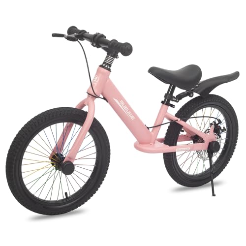 OOFAYJIA 16 Zoll Kinder Laufrad mit Scheibenbremse, Fahrrad ohne Pedale ab 4-8 Jahre, Kinderfahrrad für Anfänger, Karbonstahl Rahmen, Farbige Speichen, Seitliche Halterung,Rosa von OOFAYJIA