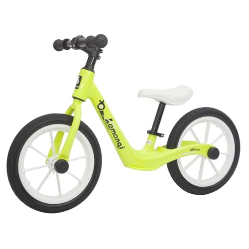 OOFAYJIA Laufrad 14 Zoll für 3-6 Jahre Jungen & Mädchen, Kinderlaufrad mit Magnesiumrahmen, Training Fahrrad mit Fußstütze, Verstellbarem Sitz, Grün von OOFAYJIA