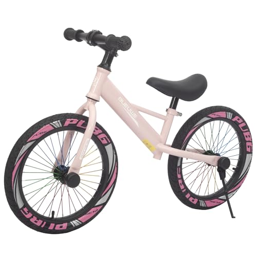OOFAYJIA Laufrad ab 4-8 Jahre, 16 Zoll Leicht Kinderlaufrad mit Sattel höhenverstellbar, Ständer, bunten Lufträdern, Balance Fahrrad für Jungen Mädchen,Rosa von OOFAYJIA