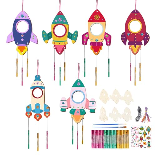 12 Stück Windspiel Bastelset Kinder, Raketen Holz Windspiel Bastelset für Weltraum Geburtstag Party Dekoration, Holz Klangspiel Basteln Deko Garten Kreative für Mädchen Junge Kindergeburtstag Party 12 Stück Windspiel Bastelset Kinder, Raketen Holz Windspiel Bastelset für Weltraum Geburtstag Party Dekoration, Holz Klangspiel Basteln Deko Garten Kreative für Mädchen Junge Kindergeburtstag Party von OOTSR