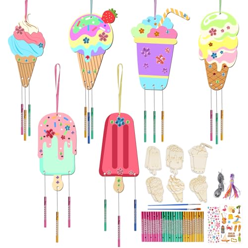 12 Stück Windspiel Bastelset Kinder, Sommer Eiscreme Windspiel Bastelset für Sommer Hawaii Party Dekoration, Holz Klangspiel Basteln Deko Garten Kreative für Mädchen Junge Kindergeburtstag Party 12 Stück Windspiel Bastelset Kinder, Sommer Eiscreme Windspiel Bastelset für Sommer Hawaii Party Dekoration, Holz Klangspiel Basteln Deko Garten Kreative für Mädchen Junge Kindergeburtstag Party von OOTSR