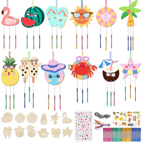 12 Stück Windspiel Bastelset Kinder, Sommerstrand Holz Windspiel Bastelset für Sommer Hawaii Party Dekoration, Holz Klangspiel Basteln Deko Garten Kreative für Mädchen Junge Kindergeburtstag Party 12 Stück Windspiel Bastelset Kinder, Sommerstrand Holz Windspiel Bastelset für Sommer Hawaii Party Dekoration, Holz Klangspiel Basteln Deko Garten Kreative für Mädchen Junge Kindergeburtstag Party von OOTSR