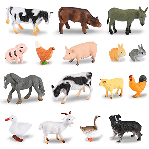 OOTSR 16 Stück Bauernhoftiere Spielzeug - Realistische Mini-Nutztierfiguren Lernspielzeug für 3 Jahre und älter Jungen Mädchen Bildungsgeschenke von OOTSR