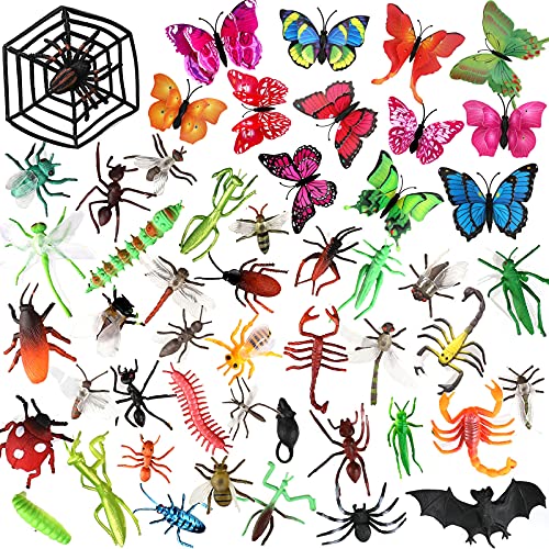 OOTSR 51 Stück Kunststoff Insekten und Bugs für Kinder, Realistische Figuren Spielzeug mit Lebensechter Schmetterling Bildung/Halloween/Party-Deko, OT01B150 von OOTSR