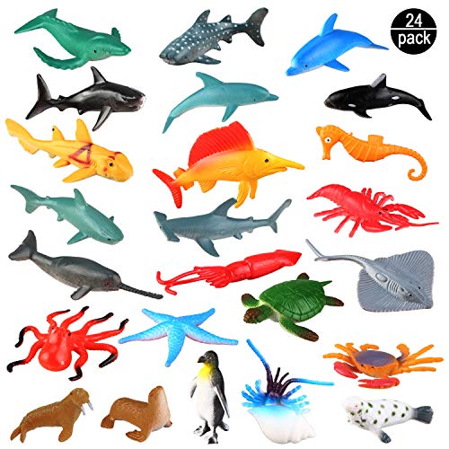OOTSR Meerestiere Spielzeug - 24 Stück Ausgewählte Mini Vinyl Plastik Tiere als Spielzeugset, Realistisch Unterwasser Tiere Badespielzeug Figuren für Kinder Zum Lernen, Party, Kuchen OOTSR Meerestiere Spielzeug - 24 Stück Ausgewählte Mini Vinyl Plastik Tiere als Spielzeugset, Realistisch Unterwasser Tiere Badespielzeug Figuren für Kinder Zum Lernen, Party, Kuchen von OOTSR