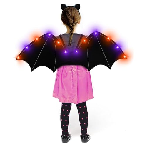OPAHUTER Leuchtende Fledermausflügel, 60CM Fledermausflügel für Kinder, Bat Costume Kids Halloween, Bat Halloween Kostüm Fledermausflügel, Schwarze Fledermausflügel für Halloween Cosplay Party OPAHUTER Leuchtende Fledermausflügel, 60CM Fledermausflügel für Kinder, Bat Costume Kids Halloween, Bat Halloween Kostüm Fledermausflügel, Schwarze Fledermausflügel für Halloween Cosplay Party von OPAHUTER