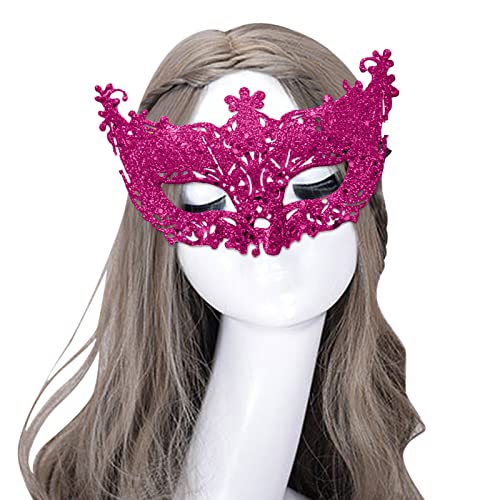 OPAKY Spitze Maske Karneval Maskerade Mardi Party Kostüm Festival Party Osterhasen Flaschen hHalloween Maske Damen (Hot Pink, One Size) von OPAKY