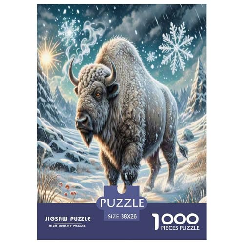 Amerikanischer Bison Puzzle 1000-teilige Schwer Puzzle Spielzeug Pädagogisches Spiel Impossible Herausforderungsspielzeug Für Erwachsene Kinder 38x26cm/1000pcs von OPANZYYDE