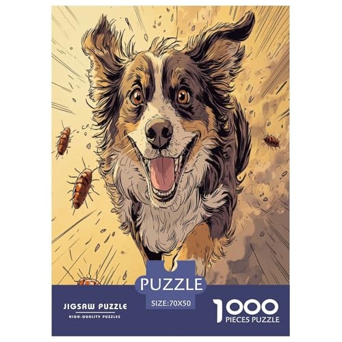 Australischer Schäfer Puzzle 1000 Teile Schwer Puzzle Spielzeug Pädagogisches Spiel Impossible Herausforderung Spielzeug Für Erwachsene Kinder 70x50cm/1000pcs von OPANZYYDE